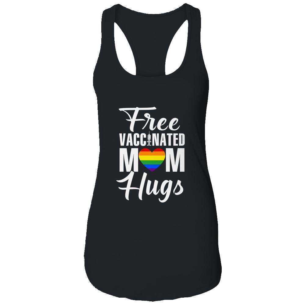 Gay Pride Vaccinated LGBT Lesbian LGBTQ Proud Mom-T-Shirt & Tank Top-Women's Ideal Racerback Tank-Black