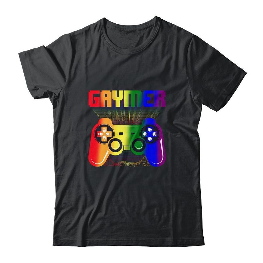 Gaymer Gamer Gay Pride Month Shirt LGBT Rainbow-T-Shirt & Hoodie-Classic T-Shirt-Black