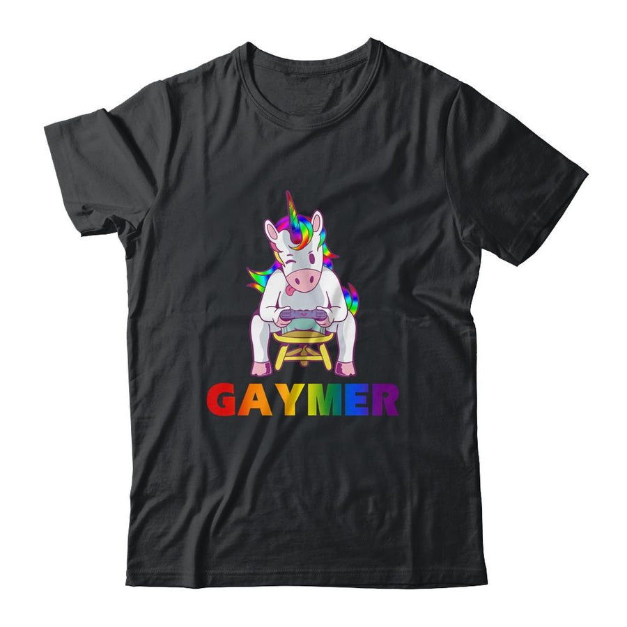 Gaymer Gay Pride Flag LGBT Unicorn-T-Shirt & Hoodie-Classic T-Shirt-Black