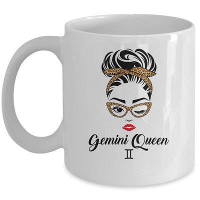 Gemini Queen Woman Leopard Lips Eyes Lady Birthday Gifts Mug-Coffee Mug-Mug-White
