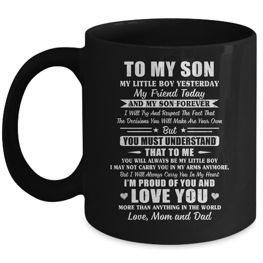 Gift To My Son My Little Boy My Friend Forever From Mom Dad Mug-Coffee Mug-Mug-Black