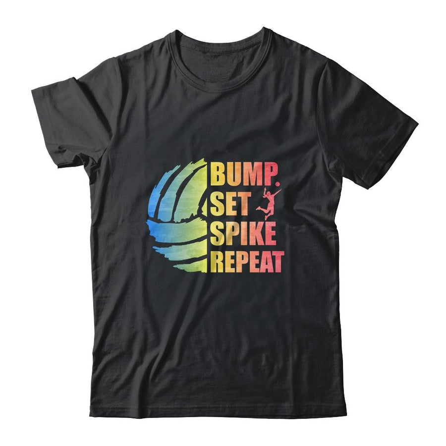 Girls Volleyball Bump Set Spike Repeat Teen-T-Shirt & Tank Top-Classic T-Shirt-Black