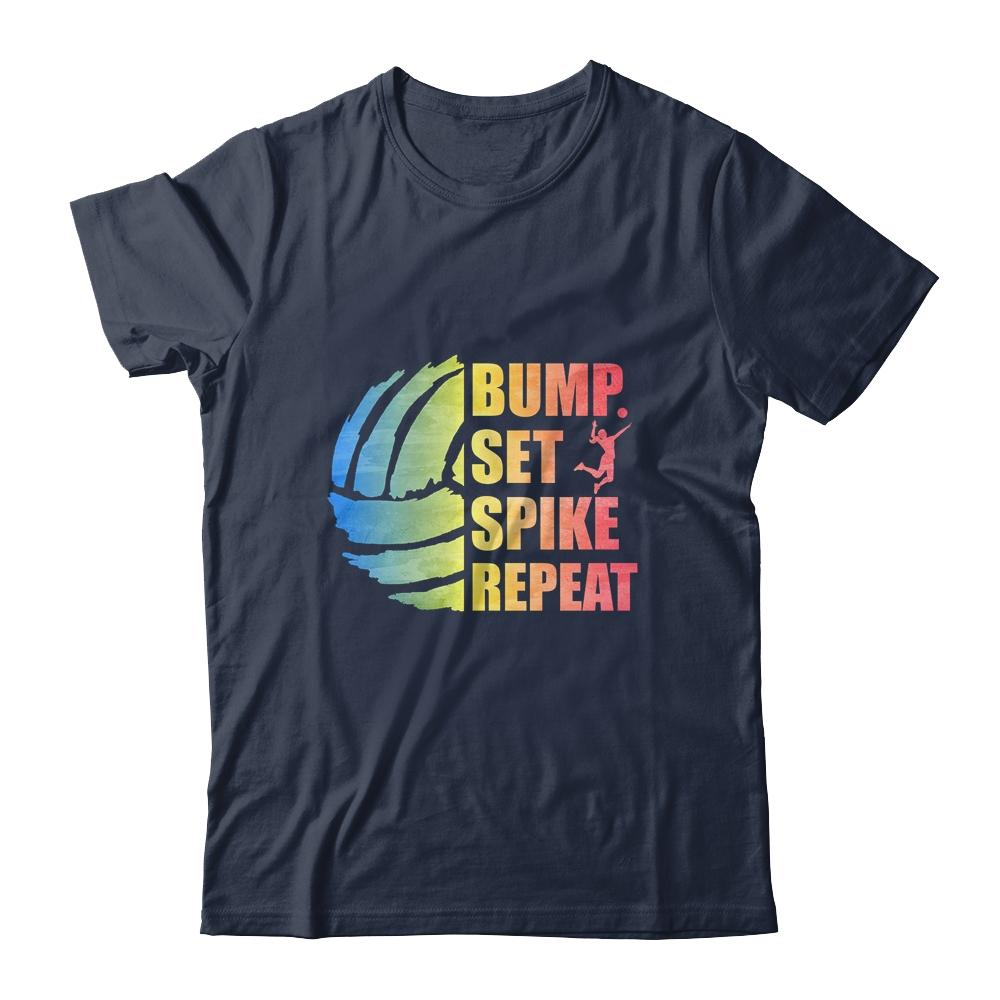 Girls Volleyball Bump Set Spike Repeat Teen-T-Shirt & Tank Top-Classic T-Shirt-Navy