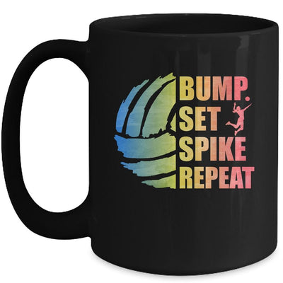 Girls Volleyball Bump Set Spike Repeat Teen Mug-Coffee Mug-Mug-Black