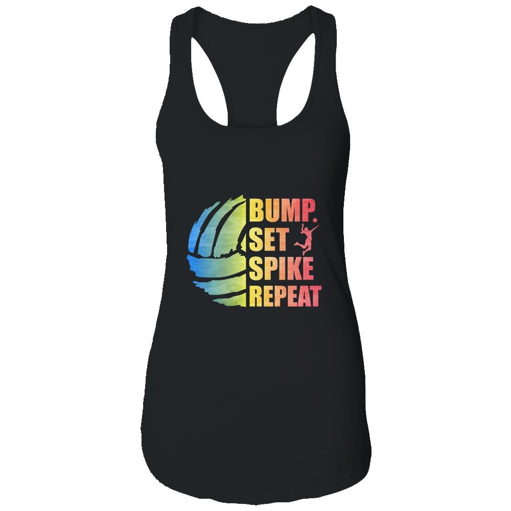 Girls Volleyball Bump Set Spike Repeat Teen-T-Shirt & Tank Top-Women's Ideal Racerback Tank-Black