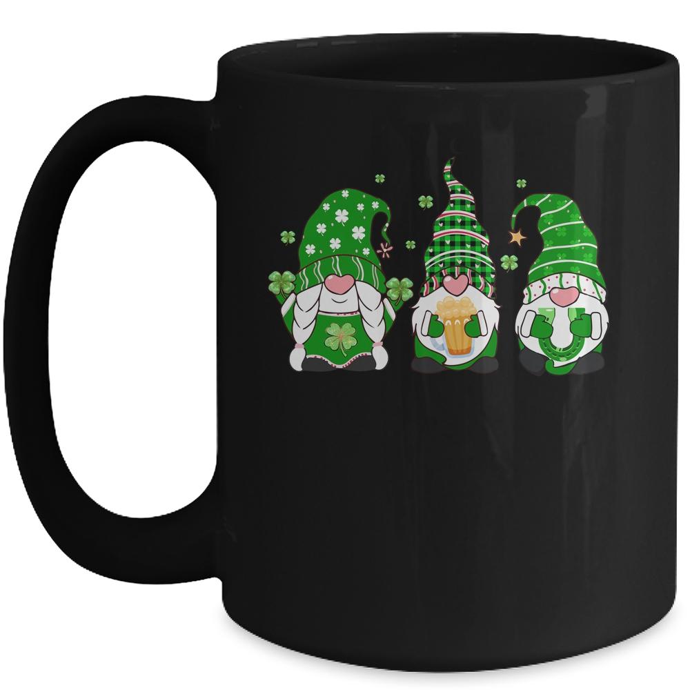 Gnomes St Patricks Day Women Shamrock Gnome Gift Mug-Coffee Mug-Mug-Black