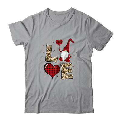 Gnomes Valentines Love Red Leopard Plaid Couple Matching-T-Shirt & Hoodie-Classic T-Shirt-Sport Grey