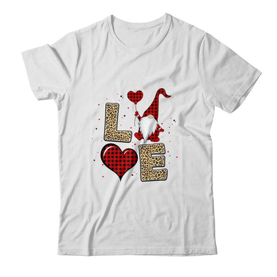 Gnomes Valentines Love Red Leopard Plaid Couple Matching-T-Shirt & Hoodie-Classic T-Shirt-White