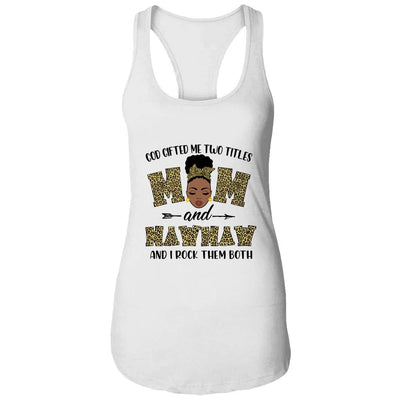 God Gifted Me Two Titles Mom And MawMaw Black Woman Leopard-T-Shirt & Tank Top-Women's Ideal Racerback Tank-White