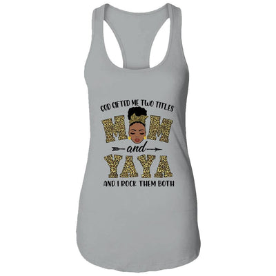 God Gifted Me Two Titles Mom And Yaya Black Woman Leopard-T-Shirt & Tank Top-Women's Ideal Racerback Tank-Heather Grey