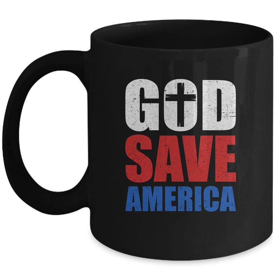 God Save America US Flag Patriotic American Mug-Coffee Mug-Mug-Black