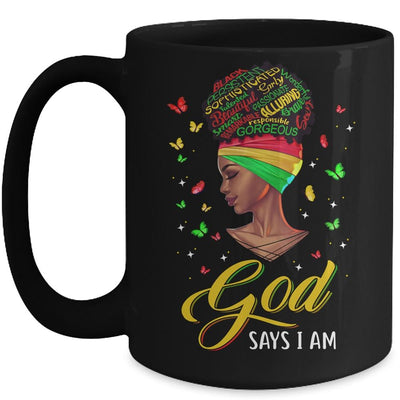 God Says I Am Black Pride African American Girl Mug-Coffee Mug-Mug-Black