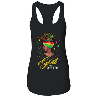 God Says I Am Black Pride African American Girl-T-Shirt & Tank Top-Women's Ideal Racerback Tank-Black