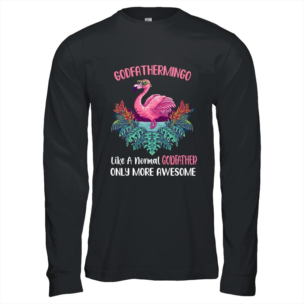 Godfathermingo Like An Godfather Only Awesome Floral Flamingo Gift-T-Shirt & Hoodie-Long Sleeve T-Shirt-Black