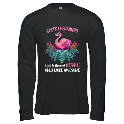 Godfathermingo Like An Godfather Only Awesome Floral Flamingo Gift-T-Shirt & Hoodie-Long Sleeve T-Shirt-Black