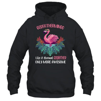 Godfathermingo Like An Godfather Only Awesome Floral Flamingo Gift-T-Shirt & Hoodie-Pullover Hoodie-Black