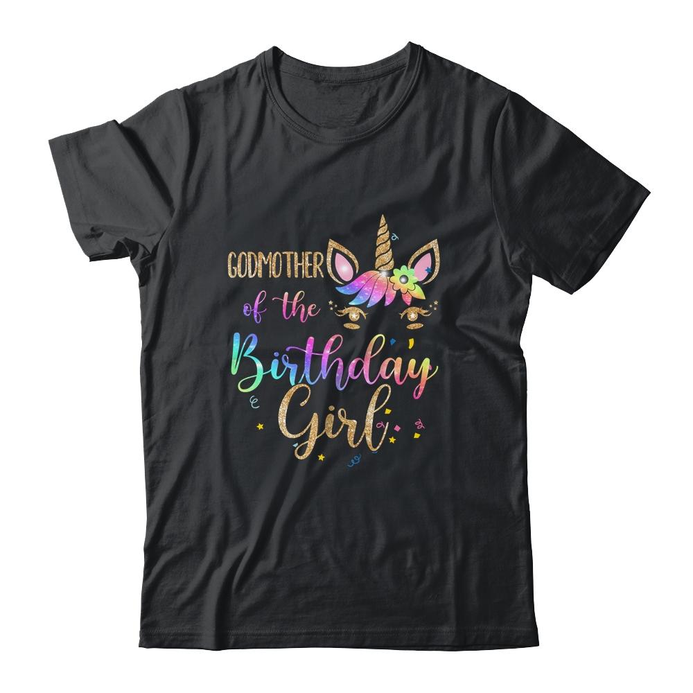 Godmother Of The Birthday Girl Niece Unicorn Birthday Gift-T-Shirt & Hoodie-Classic T-Shirt-Black