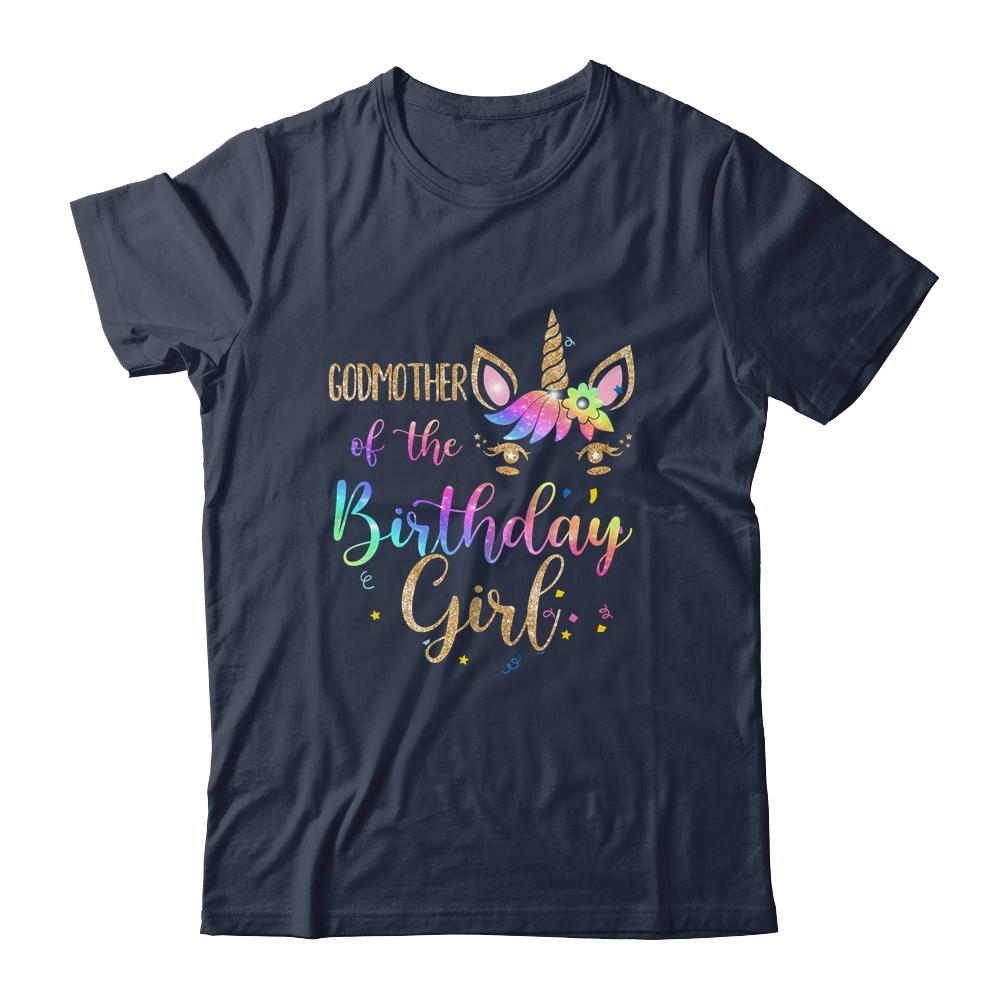 Godmother Of The Birthday Girl Niece Unicorn Birthday Gift-T-Shirt & Hoodie-Classic T-Shirt-Navy