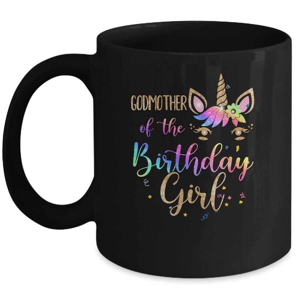 Godmother Of The Birthday Girl Niece Unicorn Birthday Gift Mug-Coffee Mug-Mug-Black