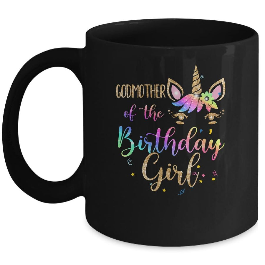 Godmother Of The Birthday Girl Niece Unicorn Birthday Gift Mug-Coffee Mug-Mug-Black