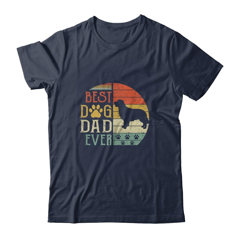 Golden Retriever Best Dog Dad Ever Vintage Father's Day Retro-T-Shirt & Hoodie-Classic T-Shirt-Navy