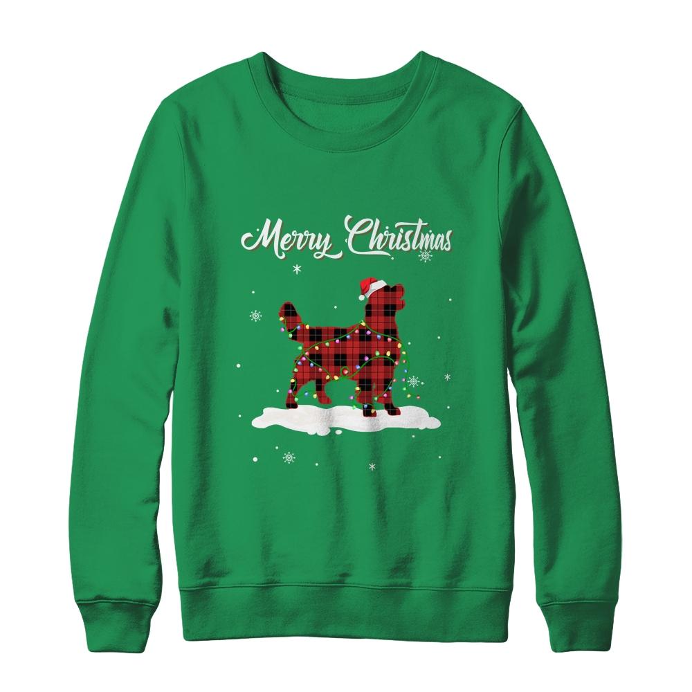 Golden Retriever Christmas Red Plaid Dog Lover Pajama Family Gift-T-Shirt & Sweatshirt-Crewneck Sweatshirt-Irish Green