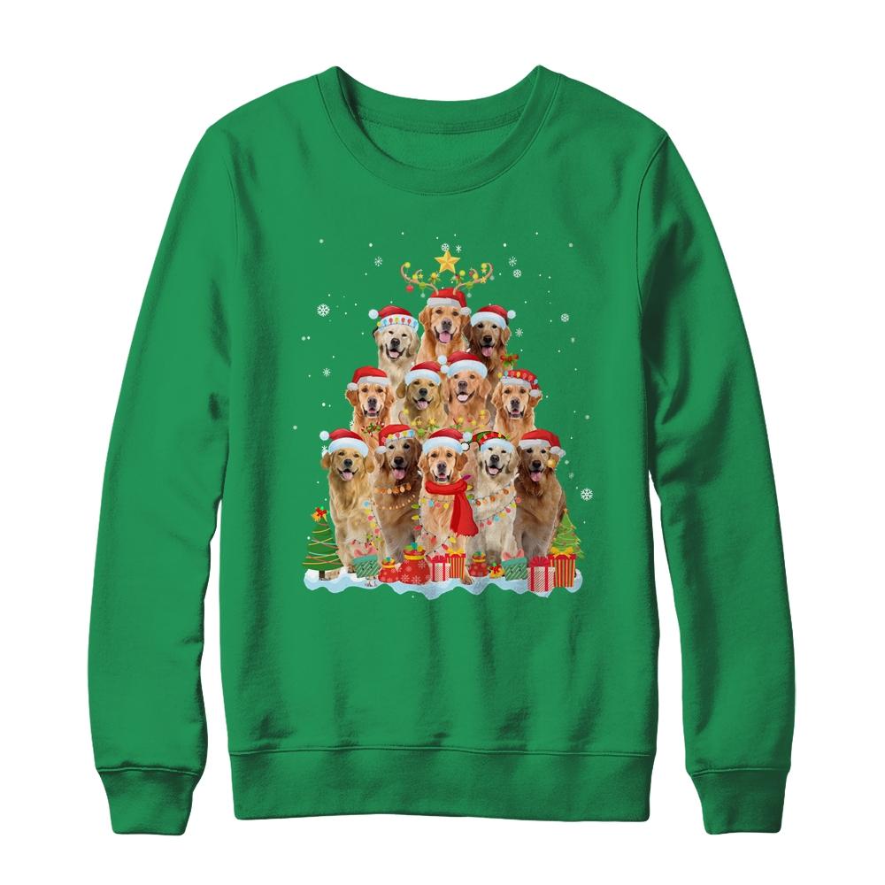 Golden Retriever Christmas Tree Pajama Xmas-T-Shirt & Sweatshirt-Crewneck Sweatshirt-Irish Green