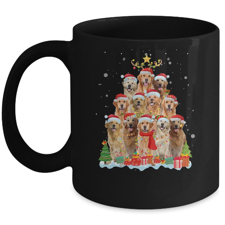 Golden Retriever Christmas Tree Pajama Xmas Mug-Coffee Mug-Mug-Black
