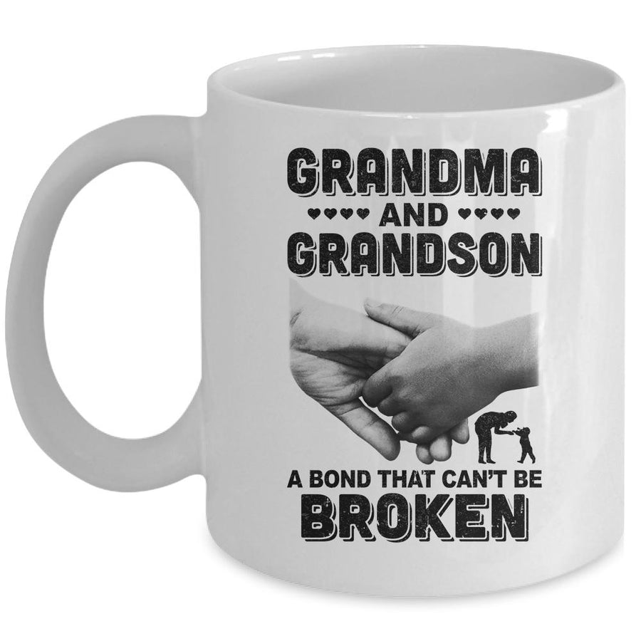 Grandma And Grandson A Bond That Can't Be Broken Gift Mug-Coffee Mug-Mug-White