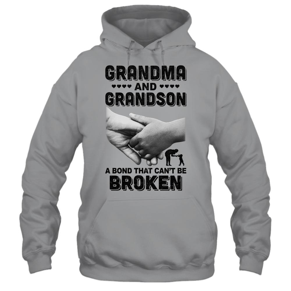 Grandma And Grandson A Bond That Can't Be Broken Gift-T-Shirt & Hoodie-Pullover Hoodie-Sport Grey