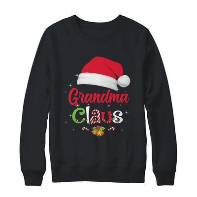 Grandma Claus Santa Christmas Matching Family Pajama Funny-T-Shirt & Sweatshirt-Crewneck Sweatshirt-Black