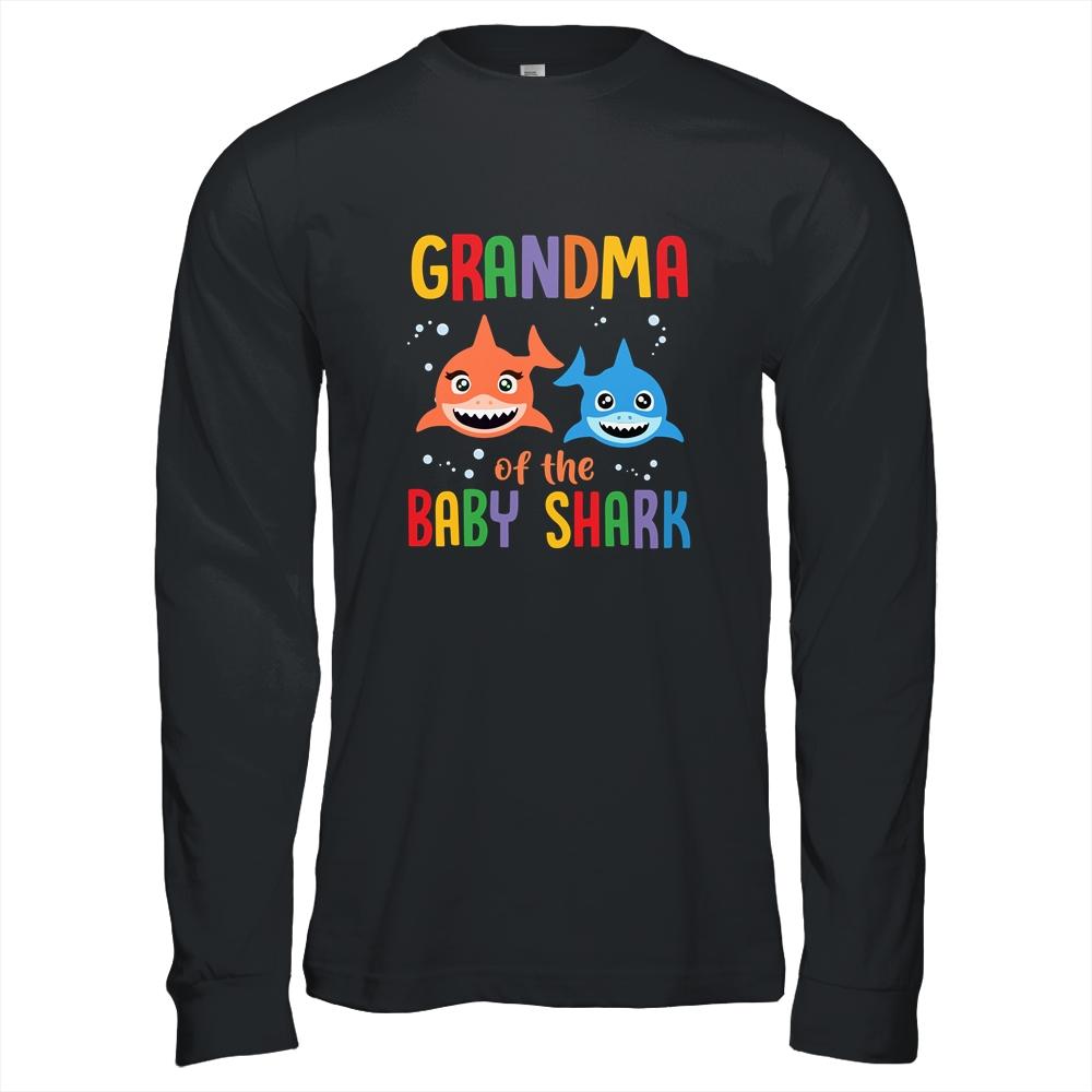 Grandma Of The Baby Shark Birthday Grandma Shark-T-Shirt & Hoodie-Long Sleeve T-Shirt-Black