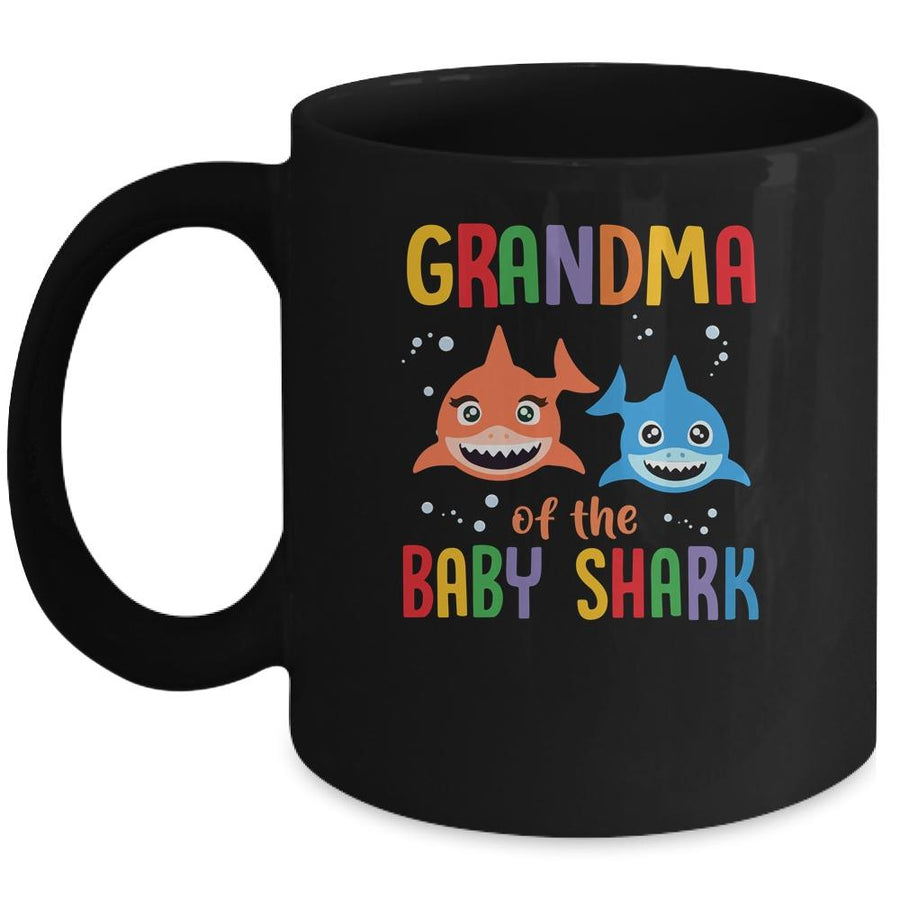 Grandma Of The Baby Shark Birthday Grandma Shark Mug-Coffee Mug-Mug-Black
