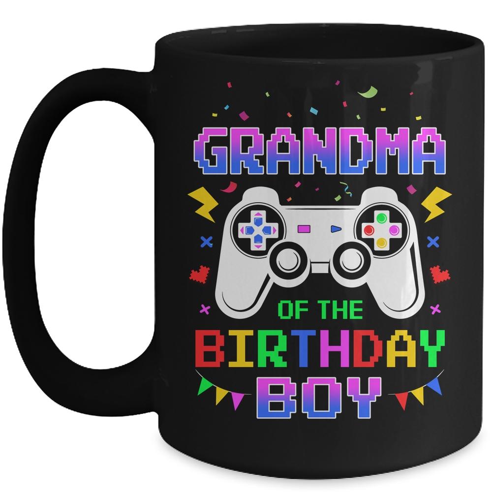 Grandma Of The Birthday Boy Video Gamer Mug-Coffee Mug-Mug-Black