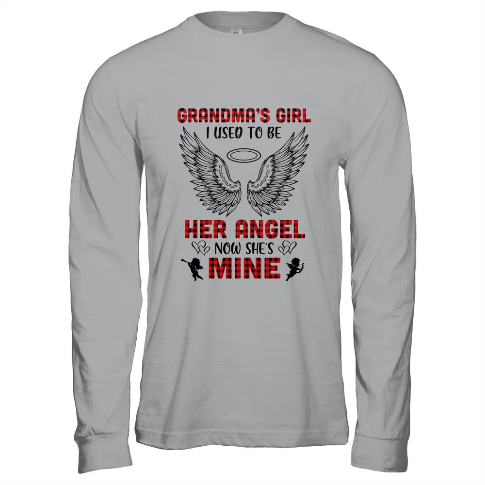 Grandma's Girl I Used To Be Her Angel Now She's Mine-T-Shirt & Hoodie-Long Sleeve T-Shirt-Sport Grey