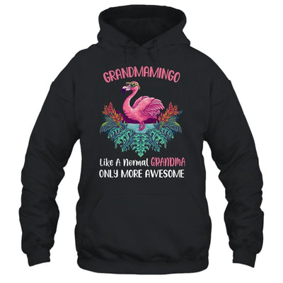Grandmamingo Like An Grandma Only Awesome Floral Flamingo Gift-T-Shirt & Hoodie-Pullover Hoodie-Black