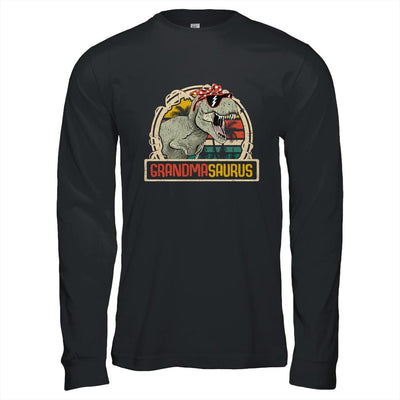 Grandmasaurus T Rex Dinosaur Grandma Saurus Family Matching-T-Shirt & Hoodie-Long Sleeve T-Shirt-Black