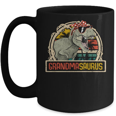 Grandmasaurus T Rex Dinosaur Grandma Saurus Family Matching Mug-Coffee Mug-Mug-Black