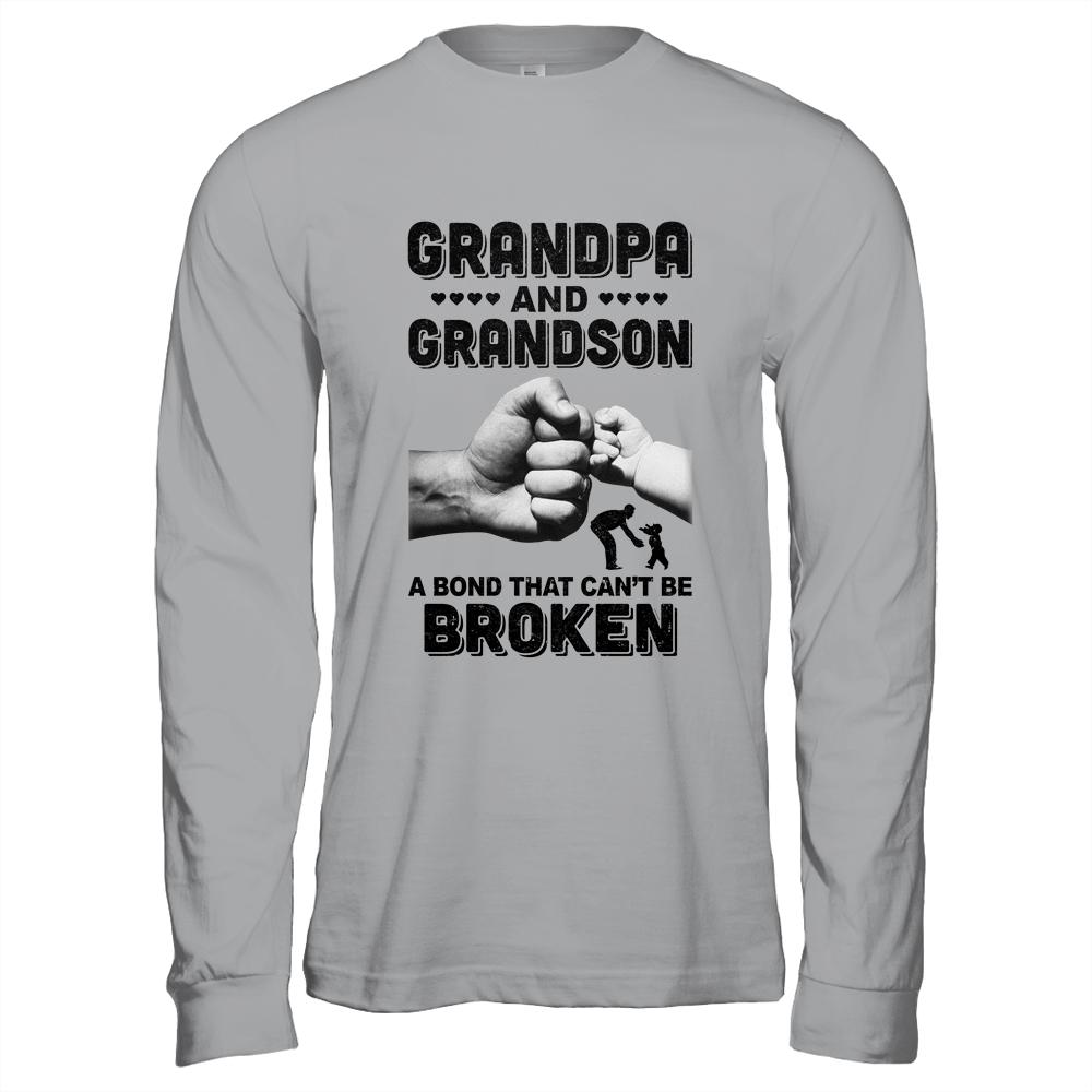 Grandpa And Grandson A Bond That Can't Be Broken Gift-T-Shirt & Hoodie-Long Sleeve T-Shirt-Sport Grey