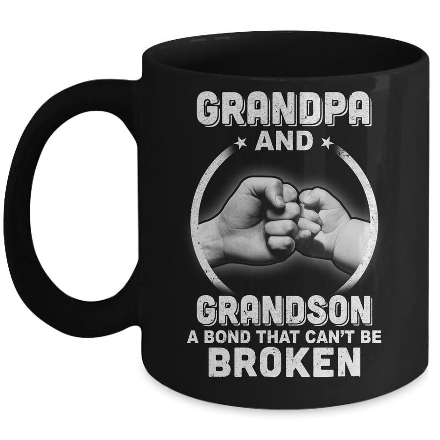 Grandpa And Grandson A Bond That Can't Be Broken Mug-Coffee Mug-Mug-Black