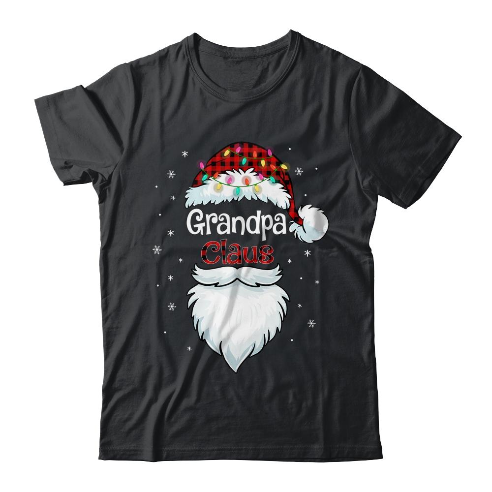 Grandpa Claus Beard Red Plaid Christmas Pajamas Xmas-T-Shirt & Sweatshirt-Classic T-Shirt-Black