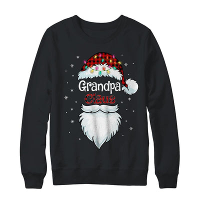 Grandpa Claus Beard Red Plaid Christmas Pajamas Xmas-T-Shirt & Sweatshirt-Crewneck Sweatshirt-Black