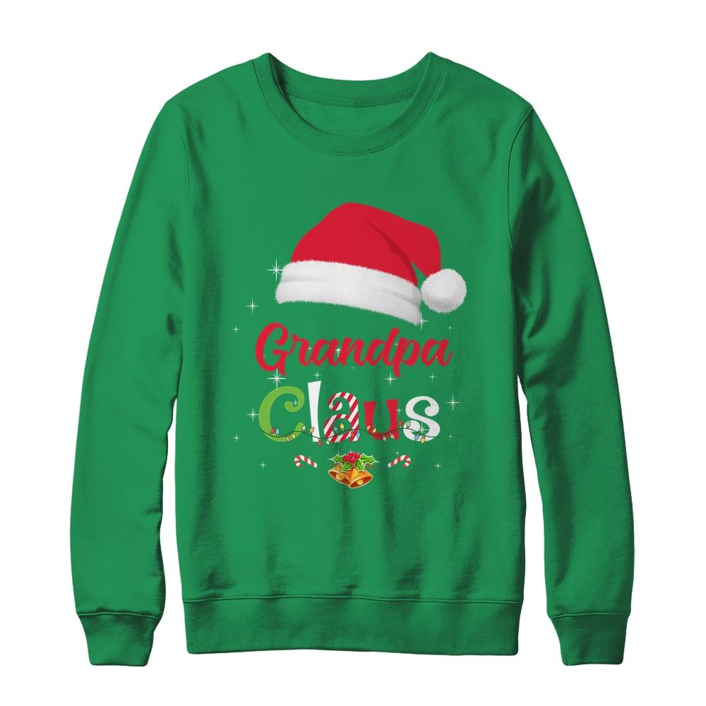 Grandpa Claus Santa Christmas Matching Family Pajama Funny-T-Shirt & Sweatshirt-Crewneck Sweatshirt-Irish Green