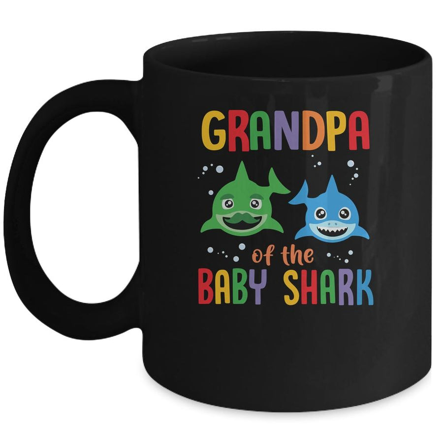 Grandpa Of The Baby Shark Birthday Grandpa Shark Mug-Coffee Mug-Mug-Black