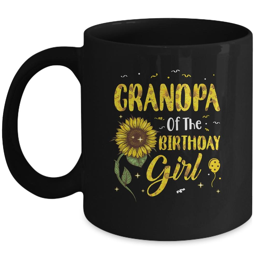 Grandpa Of The Birthday Girl Grandpa Sunflower Gifts Mug-Coffee Mug-Mug-Black