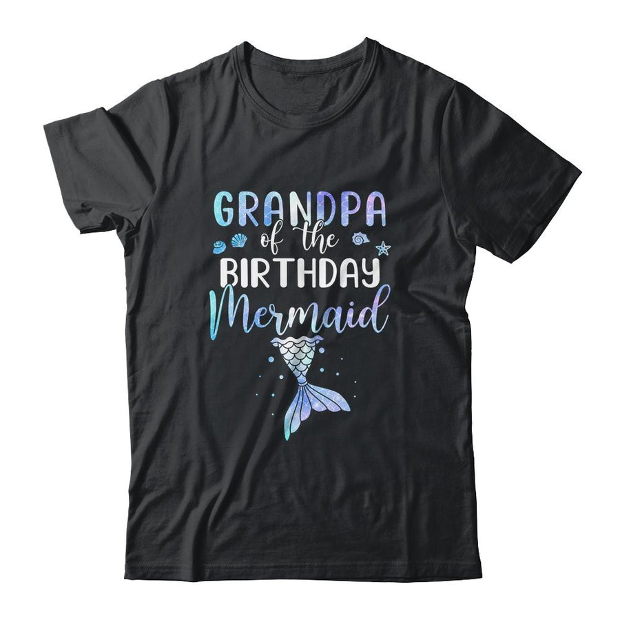 Grandpa Of The Birthday Mermaid Matching Family-T-Shirt & Hoodie-Classic T-Shirt-Black