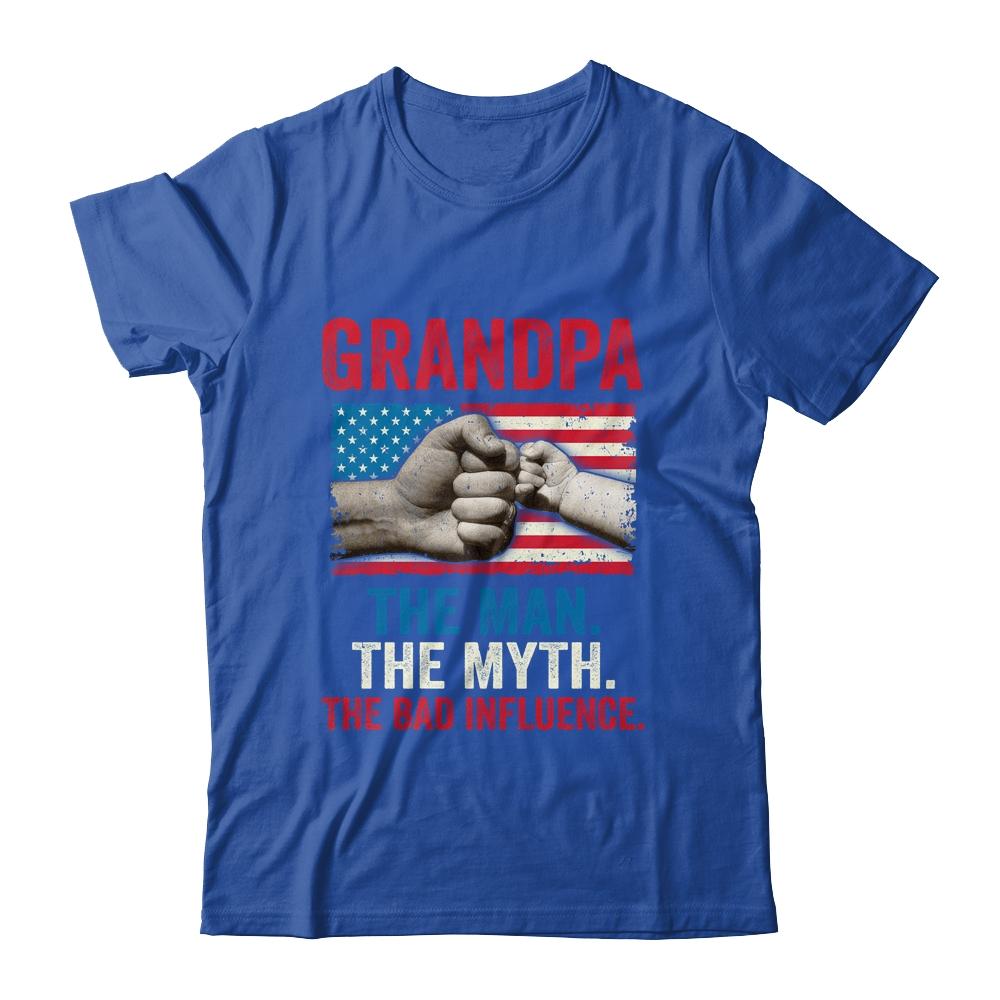 Grandpa The Man The Myth The Bad Influence American Flag-T-Shirt & Hoodie-Classic T-Shirt-Royal