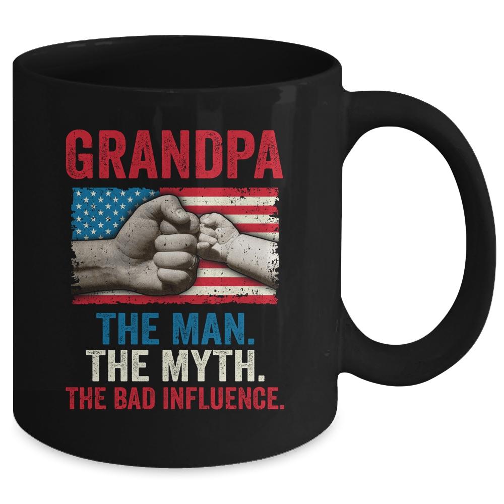 Grandpa The Man The Myth The Bad Influence American Flag Mug-Coffee Mug-
