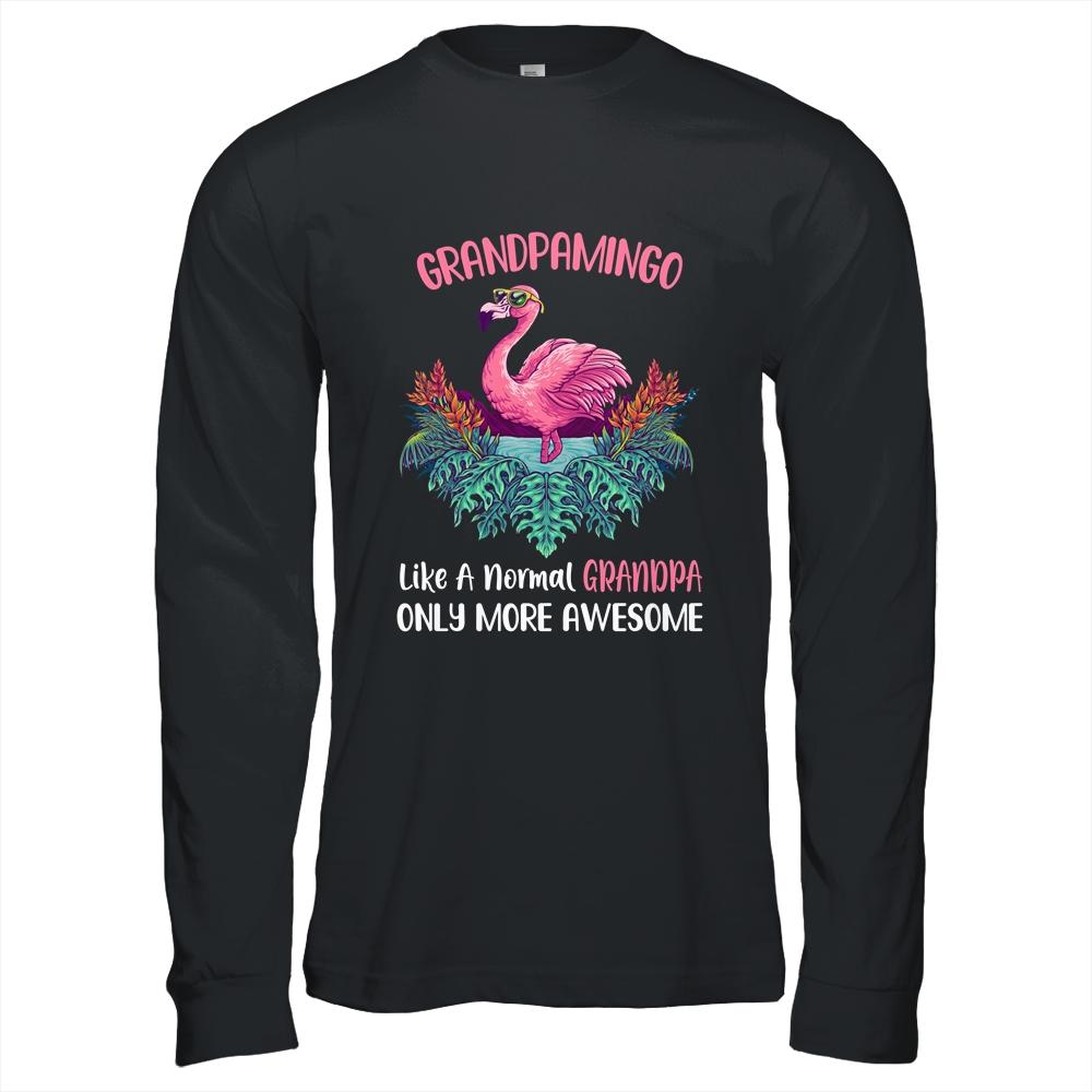 Grandpamingo Like An Grandpa Only Awesome Floral Flamingo Gift-T-Shirt & Hoodie-Long Sleeve T-Shirt-Black