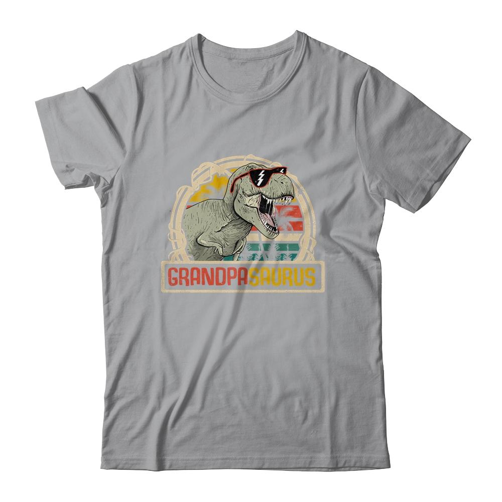 Grandpasaurus T Rex Dinosaur Grandpa Saurus Family Matching-T-Shirt & Hoodie-Classic T-Shirt-Sport Grey